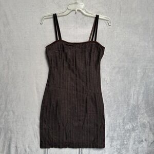 Cynthia Rowley Dress Womens 8 Brown Knit Bodycon Mini Strappy Lined Square Neck